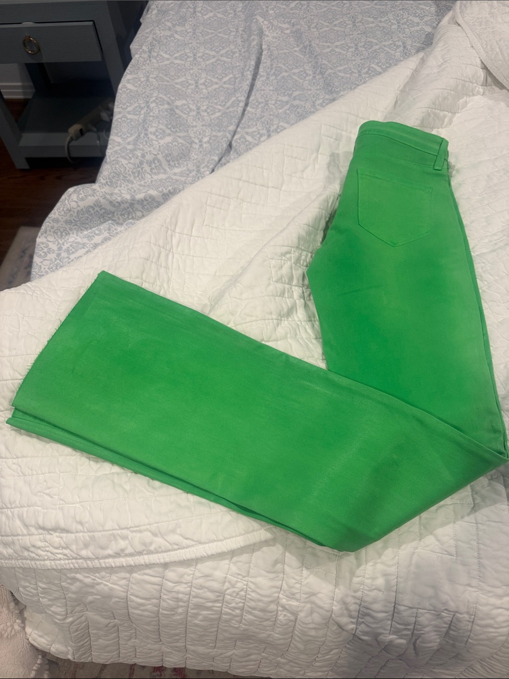 L'agence Ruth High Rise Straight Leg Jeans Lime Green Coated NWOT Size 24